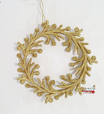 Mini Guirlanda Para Pendurar Dourada Gold Touch 14x14cm - Ref 1710602 Cromus Natal