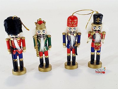 Enfeite Para Pendurar Quebra Nozes Colorido Jogo com 4 Unidades - Ref 1027282 Cromus Natal