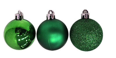Bolas de Natal Verde Escuro 5cm Fosca, Brilho e Glitter 12 Unidades - Ref 1316109 Cromus