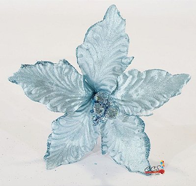 Flor de Natal Poisenttia Azul Bebe Aveludada - Flores Cabo Médio - Ref 1025011 Cromus Natal