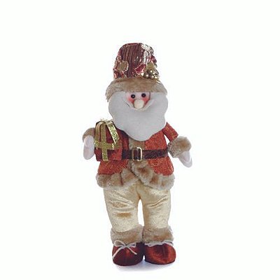 Boneco Papai Noel em Pé com Presente Cobre 47cm - Coleção Caribe - Ref 1412439 Cromus