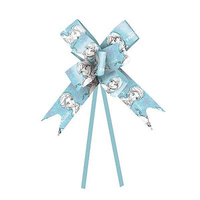 Laço Pronto Licenciado Frozen Azul e Lilas 18MM Pacote com 10 Un - Festa Frozen - Ref 1730166 Cromus