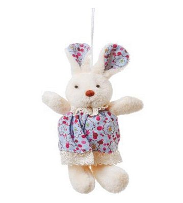 Coelha de Pelúcia Vestido Azul Floral 15cm - Mini Coelhos - Ref 1220662 Páscoa Cromus