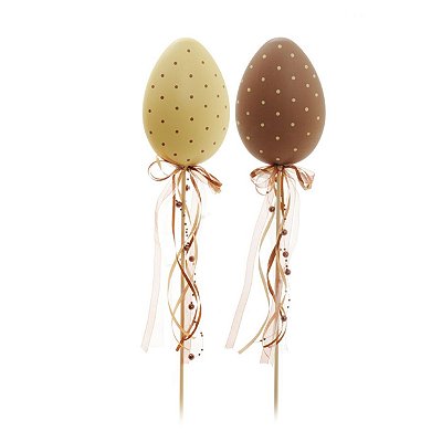 Ovo Chapado No Palito Poá Marrom e Marfim Tam G - Coleção Mel - Ref 1320206 Páscoa Cromus