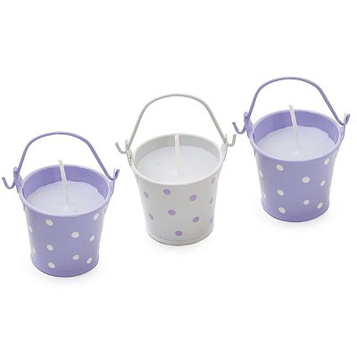 Vela no Baldinho de Alumínio 5x4x4cm Jogo com 3 Unidades Lilas - Ref 1320279 Páscoa Cromus