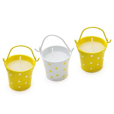Vela no Baldinho de Alumínio 5x4x4cm Jogo com 3 Unidades Amarelo - Ref 1320281 Páscoa Cromus