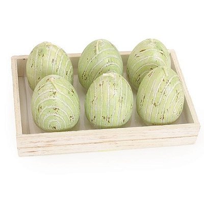 Vela Formato Ovo Rustico Verde Jogo com 6 Unidades - Velas de Páscoa - Ref 1320375 Páscoa Cromus