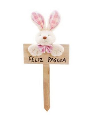 Plaquinha Decorativa Feliz Páscoa Coelho Xadrez Rosa - Decoração Páscoa- Ref 1321195 Páscoa Cromus