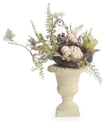 Arranjo de Páscoa Charlote Vaso com Ninho e Ovos de Chocolate Marrom e Marfim - Ref 1521380 Páscoa Cromus