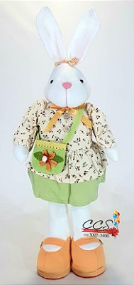 Coelha em Pé com Vestido Floral e Bolsa 68cm - Coleção Caramel - Ref 1013322 Páscoa Cromus