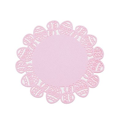 Jogo Americano Redondo em Feltro Borda Ovo de Páscoa Rosa Bebe com 1 Unidade 40cm - Ref 1013737 Páscoa Cromus