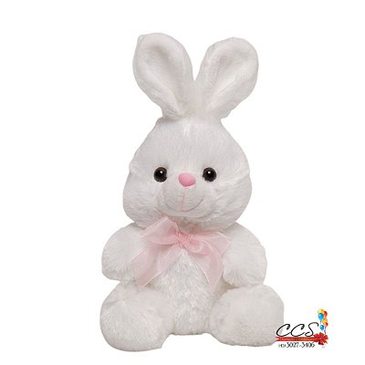 Coelho de Pelúcia com Laço Sortido Branco 25cm - Coleção Kids - Ref 1826608 Páscoa Cromus
