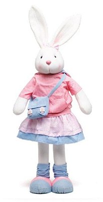 Coelha em Pé com Saia e Bolsa Azul Claro e Rosa 70cm - Coleção Teen - Ref 1826779 Páscoa Cromus