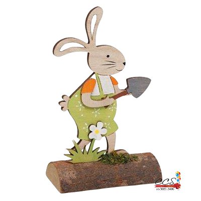 Coelho Jardineiro de Madeira 15cm - Coleção Fun - Ref 1827340 Páscoa Cromus