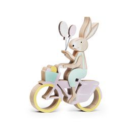 Coelho Decorativo de Madeira Andando de Bicicleta com Balões 19x15cm - Coleção Fun - Ref 1013668 Páscoa Cromus