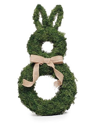 Silhueta De Coelho de Musgo Natural Verde Escuro e Marrom 45cm - Coleção Moss - Ref 1827055 Cromus