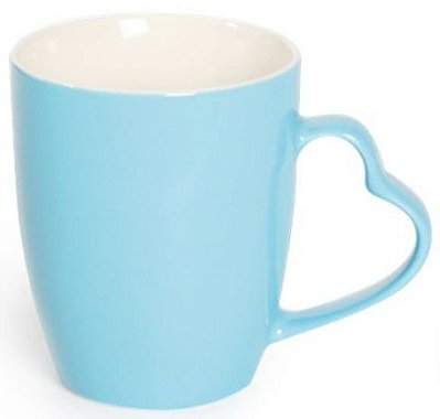 Caneca de Cerâmica Com Alça Coração Azul Claro 340ML - Canecas Charm - Ref 1822121 Cromus