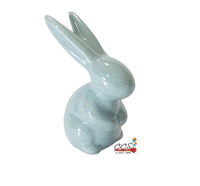 Coelho de Cerâmica Azul Perolado 8x5x4cm - Coleção Perola - Ref 1827402 Páscoa Cromus