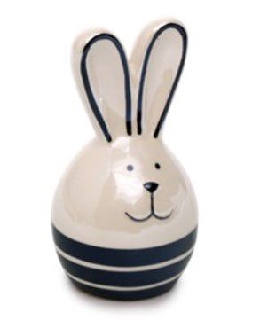 Ovo Decorativo de Cerâmica com Orelhas Branco e Preto 10x5x5cm - Coleção Perola - Ref 1827376 Páscoa Cromus