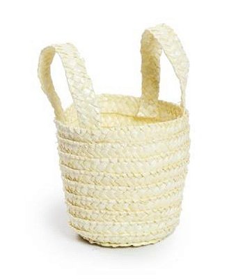 Cesta de Palha com Alça - Branca 14x9x9cm - Coleção Cestas e Potes - Ref 1820074 Cromus