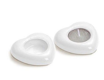 Porta Velas Coração de Vidro Branco Jogo com 4 Unidades NÃO ACOMPANHA VELA - Ref 29000509 Cromus