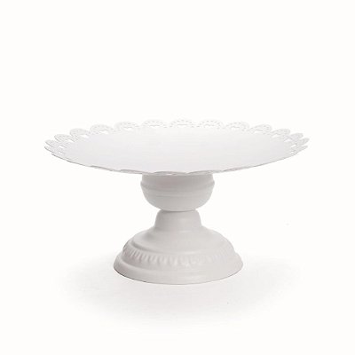 Suporte Para Bolo e Doces Bailarina com Borda Coração Branca de Metal 31cm - Coleção Cake - Ref 1320549 Cromus
