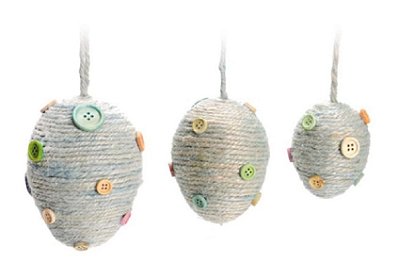 Kit com Três Ovos Para Pendurar Decorados com Juta e Botões P/M/G - Coleção Crocante - Ref 1521691 Páscoa Cromus