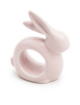 Coelho Com Argola Porta Guardanapo de Cerâmica Rosa Claro com 1 Unidade - Mesa Posta Páscoa - Ref 1820108 Páscoa Cromus