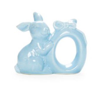 Coelho Com Argola Porta Guardanapo de Cerâmica Azul Claro com 1 Unidade - Mesa Posta Páscoa - Ref 1720718 Páscoa Cromus