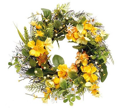 Guirlanda de Páscoa de Cipó com Margaridas e Galhos 40x40cm - Coleção Fondant - Ref 1825062 Páscoa Cromus