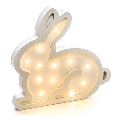 Coelho Decorativo de Madeira com Led Branco 25x27cm - Coelhos Iluminados - Ref 1823943 Páscoa Cromus