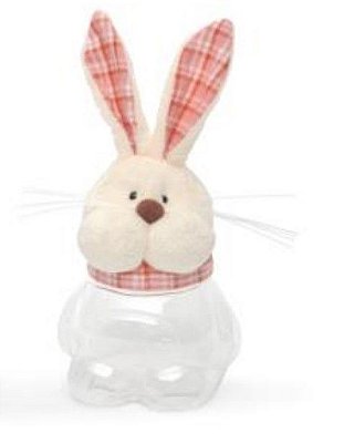 Pote Coelho Xadrez Rosa 20x8x9cm com 1 Unidade - Coleção Popcorn - Ref 1013259RS Páscoa Cromus