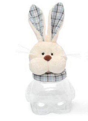 Pote Coelho Xadrez Azul 20x8x9cm com 1 Unidade - Coleção Popcorn - Ref 1013259 Páscoa Cromus