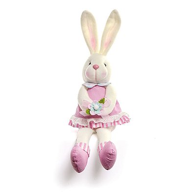 Coelha Sentada com Perna Comprida Vestido Rosa Claro 22cm - Coleção Pastille - Ref 1822484 Páscoa Cromus