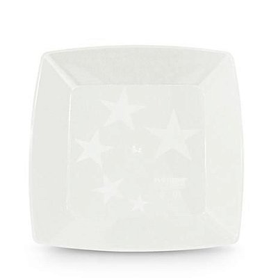 Prato Descartável Quadrado de Acrílico Branco 15cm Com 10 Unidades - Plastilania
