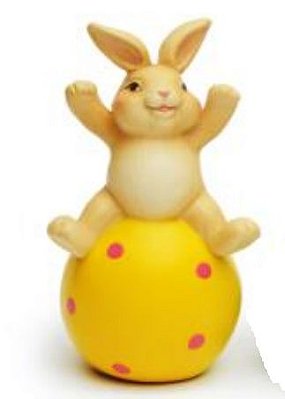 Coelho de Resina Sentado no Ovo Amarelo 15x9x7cm - Coleção Color Baby - Ref 1014715 Páscoa Cromus