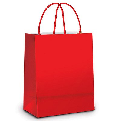 Sacola de Papel Vermelho P 21.5x15x8cm com 1 Unidade - Ref 1000015 Cromus