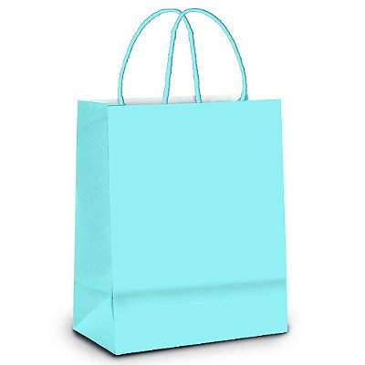 Sacola de Papel Azul Bebe P 21.5x15x8cm com 1 Unidade - Ref 14000040 Cromus