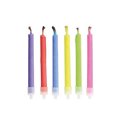 Velas Palito Coloridas com Chamas Coloridas Pacote com 6 Unidades - Ref 29002684 Cromus