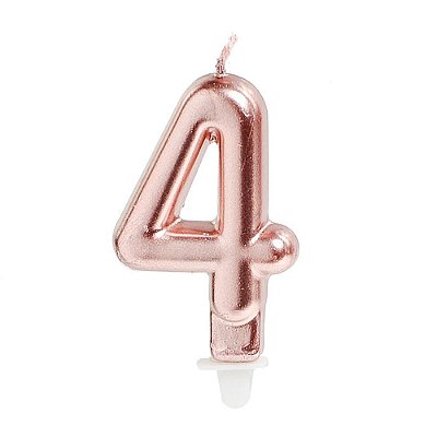Vela de Aniversário Metalizada Rosê Gold Numero 4 - Ref 29002657 Cromus