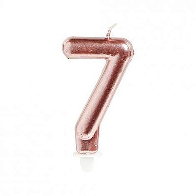 Vela de Aniversário Metalizada Rosê Gold Numero 7 - Ref 29002660 Cromus