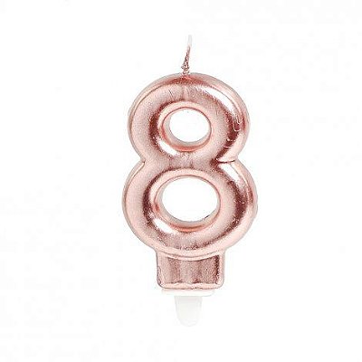 Vela de Aniversário Metalizada Rosê Gold Numero 8 - Ref 29002661 Cromus