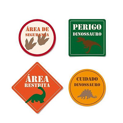 Cartaz Decorativo Festa Mundo dos Dinossauros com 8 Unidades - Ref 23011032 Cromus