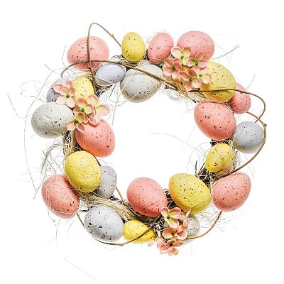 Guirlanda de Páscoa Ovos Coloridos e Flores 25cm - Coleção Fondant - Ref 1823717 Páscoa Cromus