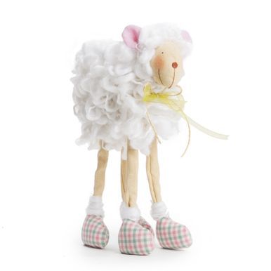 Ovelha de Lã em Pé 31x25cm Pés Rosa e Azul - Coleção Glace - Ref 1521193 Páscoa Cromus