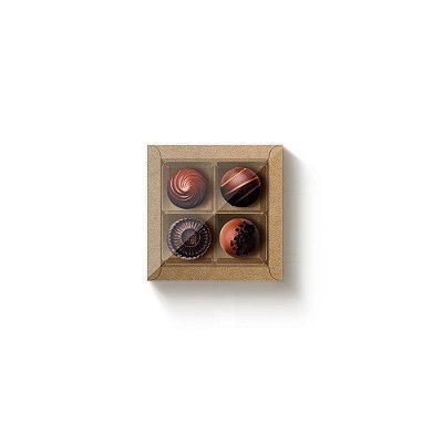 Caixa Quadrada com Tampa PVC Para 4 Doces 9.5x9.5x4cm Kraft com 10 Un - Ref 13003170 Cromus