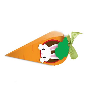 Caixa Cenoura com Coelho de Páscoa 6x6x14.5cm com 10 Unidades - Ref 13002538 Cromus