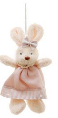 Mini Coelha de Pelúcia Roupa Rosê Listrada 15cm - Coleção Plush - Ref 1321044F Páscoa Cromus