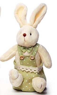 Bolsinha Redonda de Páscoa com Mini Coelho de Pelúcia Verde 19cm - Ref 1720433VD Páscoa Cromus