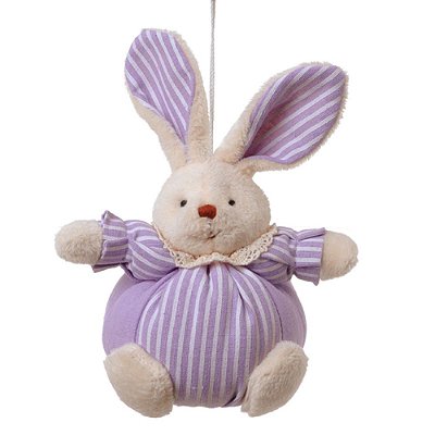 Coelho de Pelúcia Bola Listrada Lilas e Branco - Mini Coelhos - Ref 1220488 Páscoa Cromus